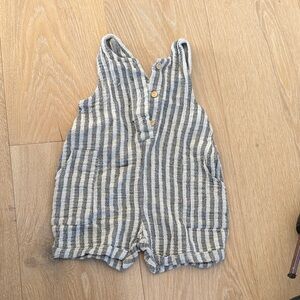 Zara Kids Gray and White Striped Romper
